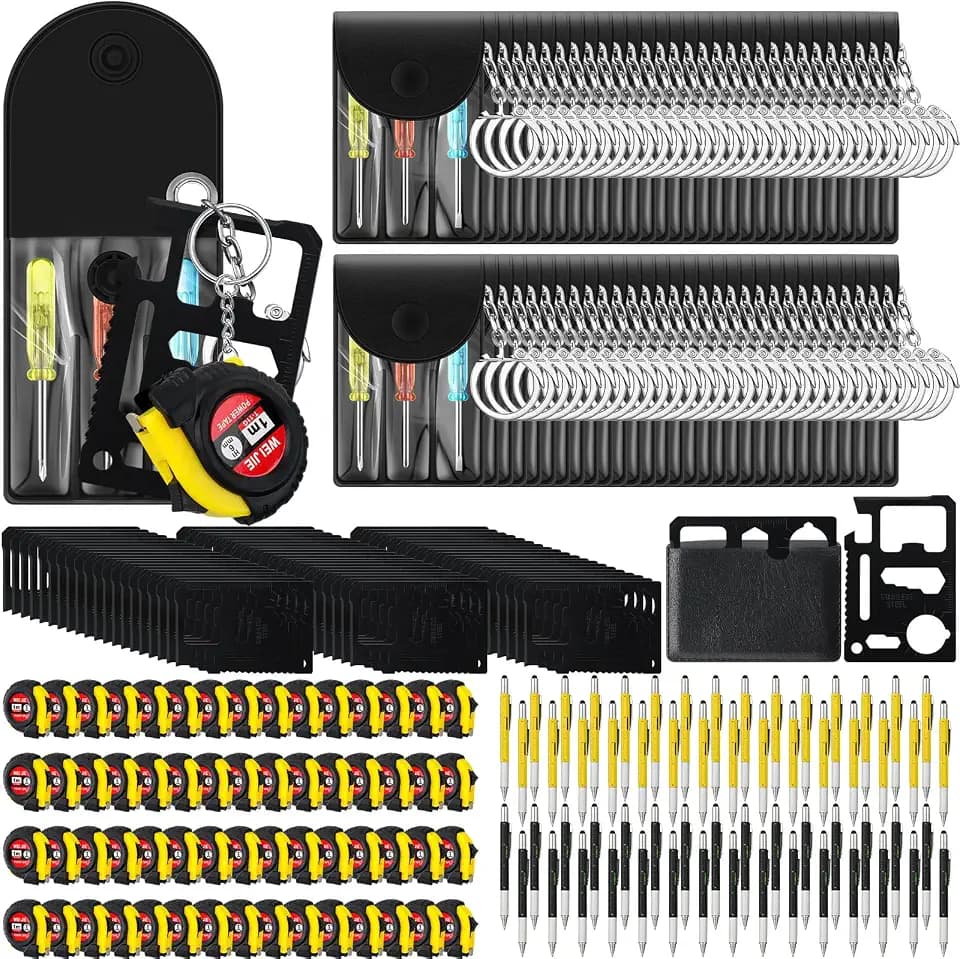 240 Pcs Mini Tape Screwdriver Keychain Set, Yellow, Black