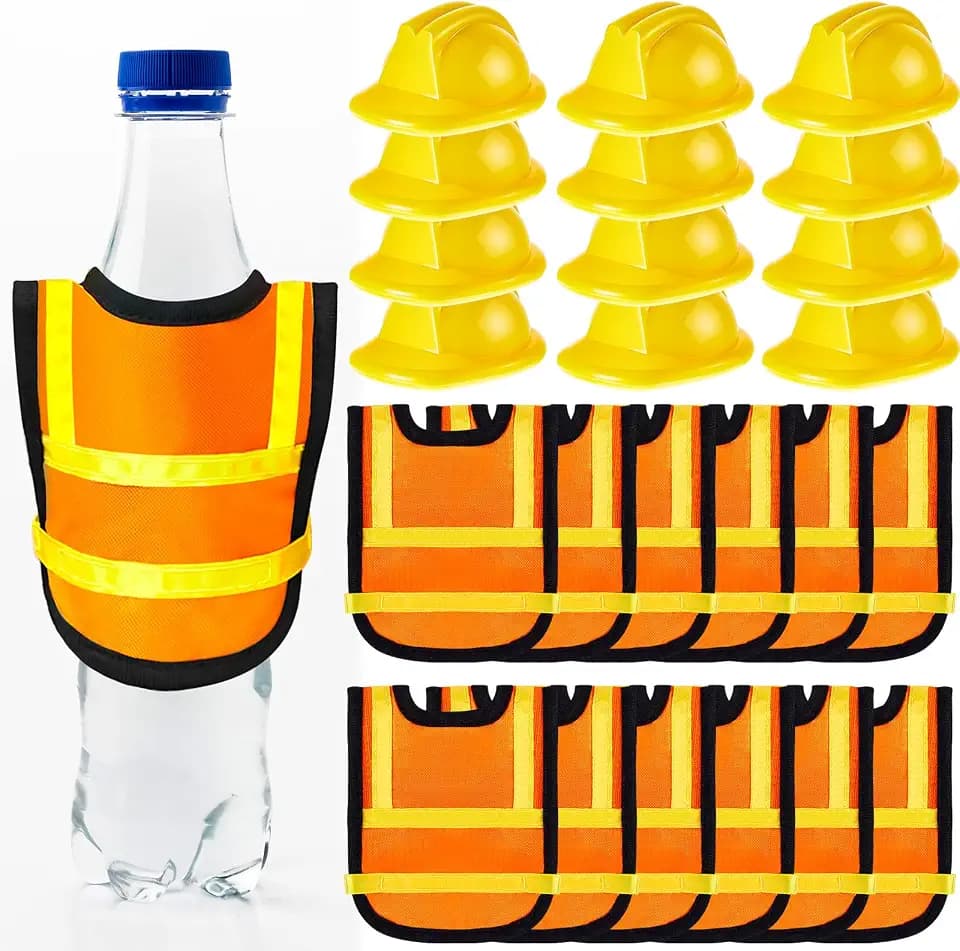 Layhit Miniature Construction Party Favors, Mini Safety Hats Vests