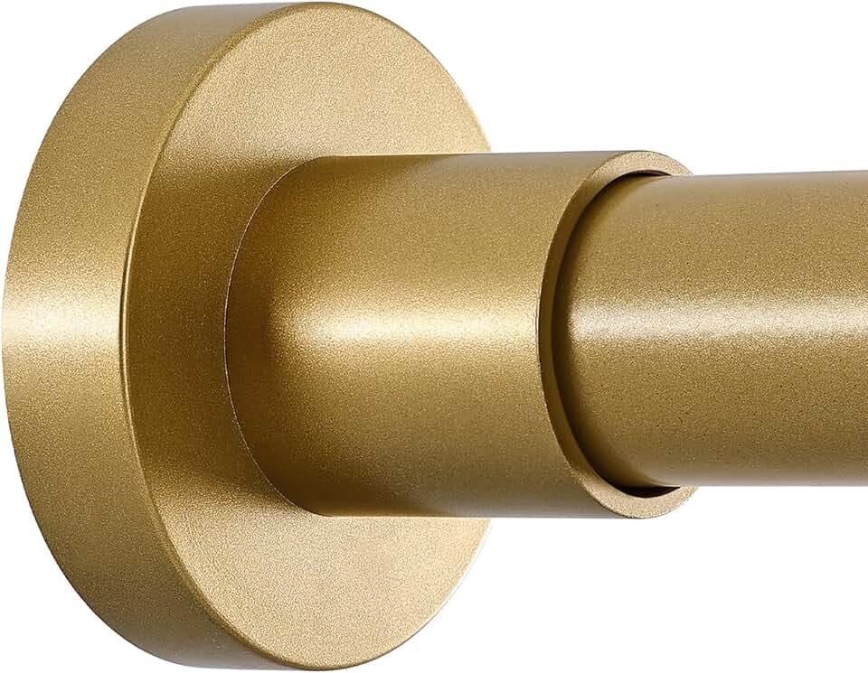 BRIOFOX Shower Curtain Rod Adjustable 18-78 Inch, Stainless Steel Spring Tension Shower Rod No Drilling Non Slip, Sunset Gold