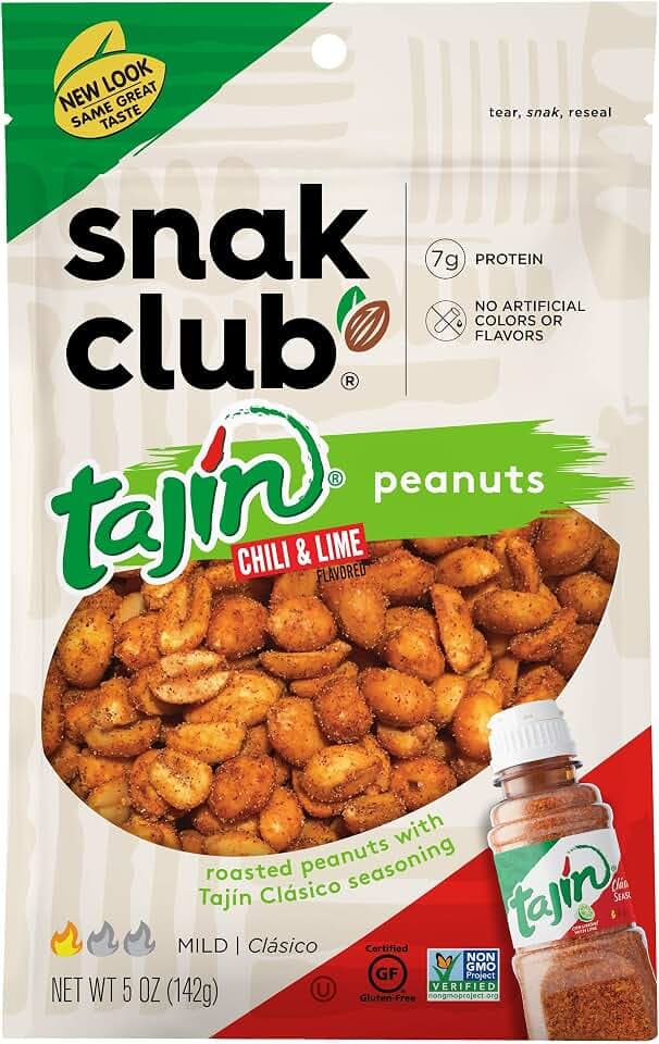 Snak Club Tajin Chili & Lime Peanuts, Mild, 5oz Bag