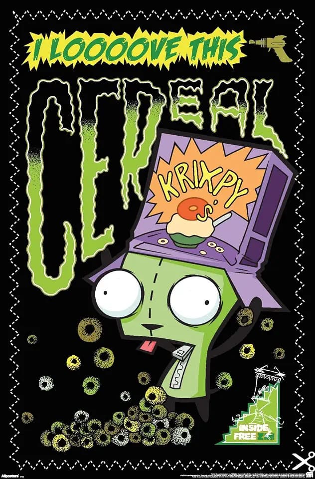 Invader Zim - Gir Loves Cereal Wall Poster, 34L" x 22.4W", Premium Unframed Version
