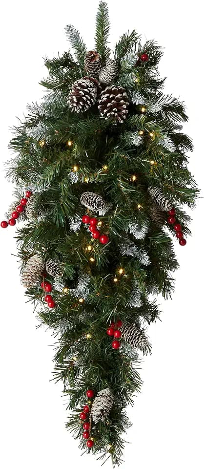 National Tree Company 36in Pre-Lit Frosted Berry Christmas Teardrop