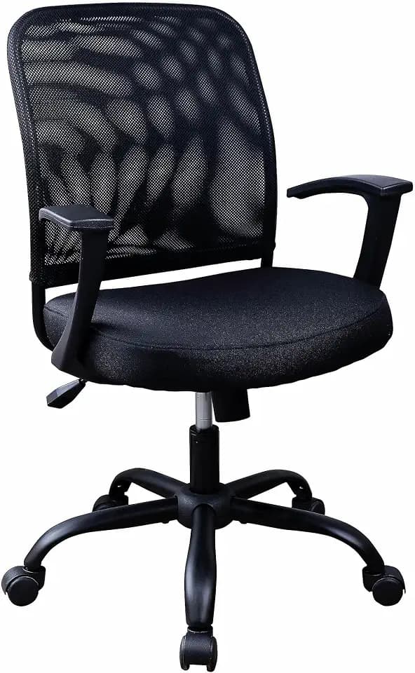 NuSparc Soho Mesh-Back Task Chair with Fixed Arms, Metal Base, Black Powder Coat Finish, Black Fabric Upholstery, Tilt Lock, Adjustable Seat Height