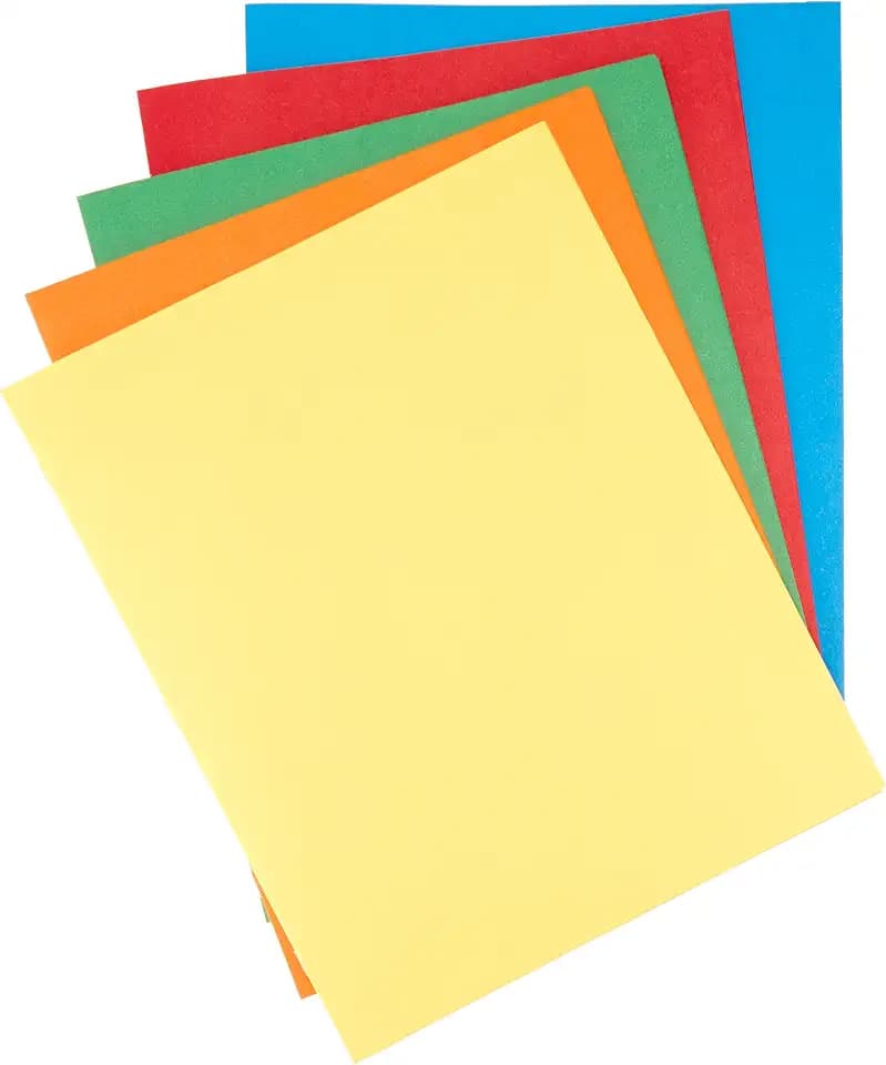 Amazon Basics Twin Pocket File Folders with Fasteners, Letter Size, Business Card Slot, Assorted Colors, 25-Pack