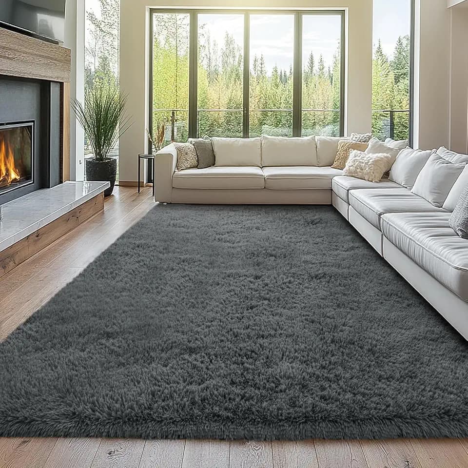 Topmaxcs 10x12 Grey Area Rug for Living Room- Large Shag Area Rug