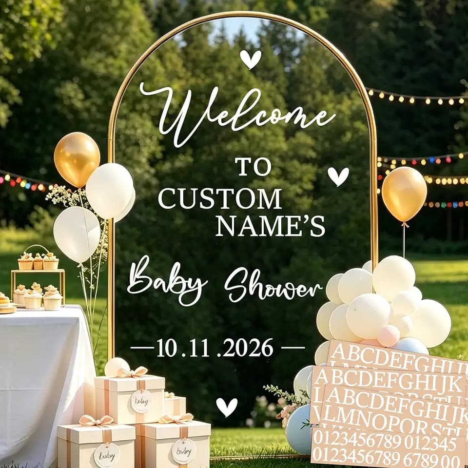 Baby Shower Welcome Sign Custom Selfie Mirror Decal for Gender Reveal Party