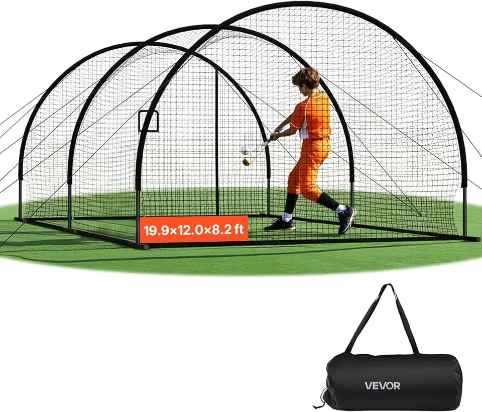 VEVOR Baseball Batting Cage,Carbon Steel/Fiberglasss Portable Batting Cage