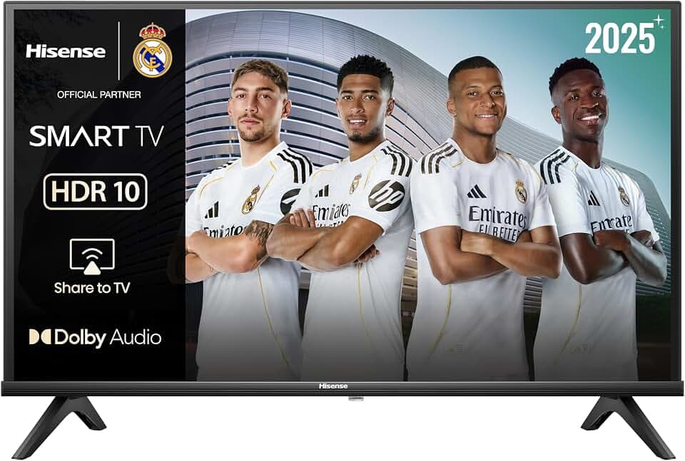 Hisense 40A4Q FullHD Smart TV, 101,6 cm (40 Zoll), Spielmodus, Sport IA, Dolby DTS HD-Sound, hoher Kontrast, TV-Sharing-Funktion, DVB - T2, automatische Steuerung der Kanäle TDT