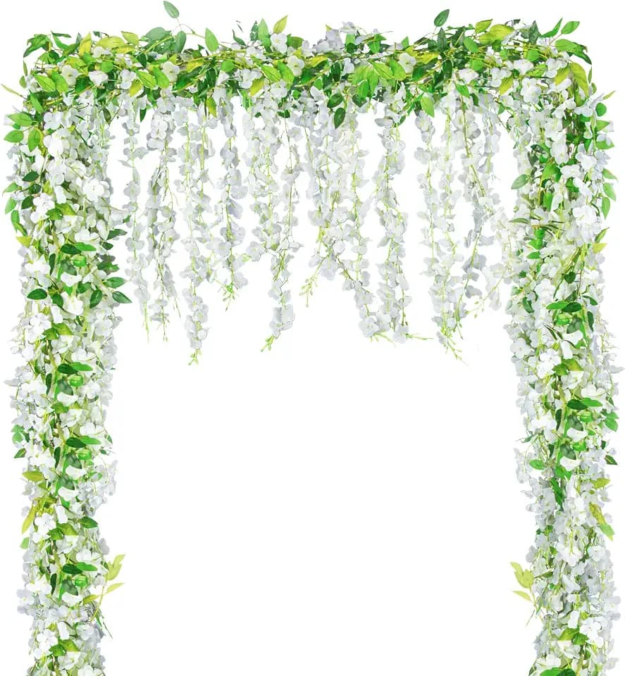 MAQIHAN 2PC Artificial Wisteria Hanging Flowers - 6.23 Ft Wisteria Garland