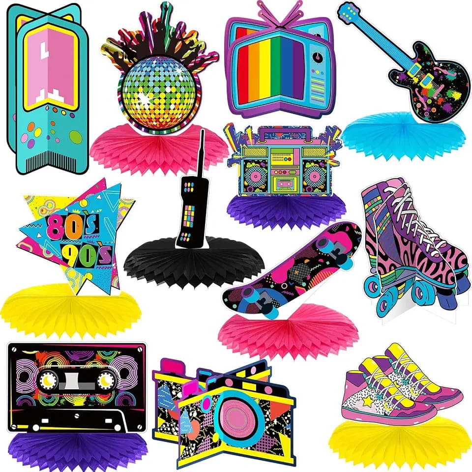 Containlol 80s 90s Party Decorations 12 Pieces 80's 90's Centerpieces