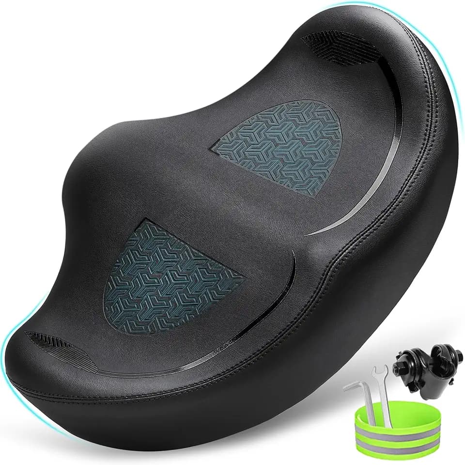CDYWD Noseless Oversized Bike Seat for Men Women Comfort, Extra Wide Padded Bicycle Seat Cushion, Large Comfortable Bike Saddle for Peloton, Stationary Exercise Bike, Beach Cruiser, City Bike, Ebike