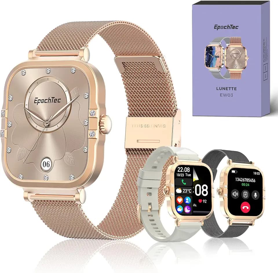 Smartwatch Damen, Lunette Ultradünn 1.75" Touchscreen Bluetooth Anrufe, 260mAh 100+ Sportmodi, SpO2, Pulsuhr, Schlafmonitor, Schrittzähler, IP68, Kompatibel Sportuhr Damenuhr mit Android/iOS