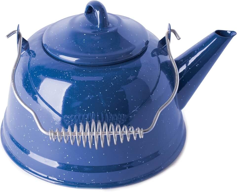 Stansport Enamel Tea Kettle, 3 Quart, Blue (10955)