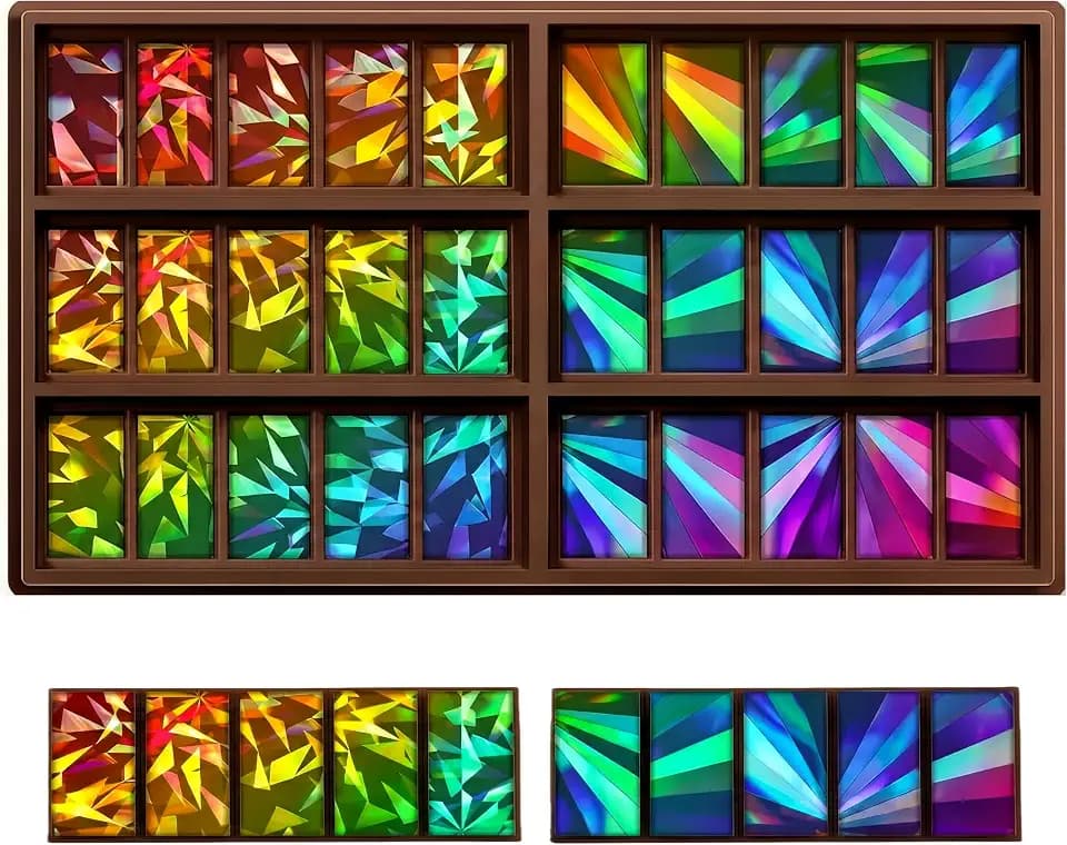 Ziliny Holographic Chocolate Mold Silicone,Rectangle,Windmill and Diamond