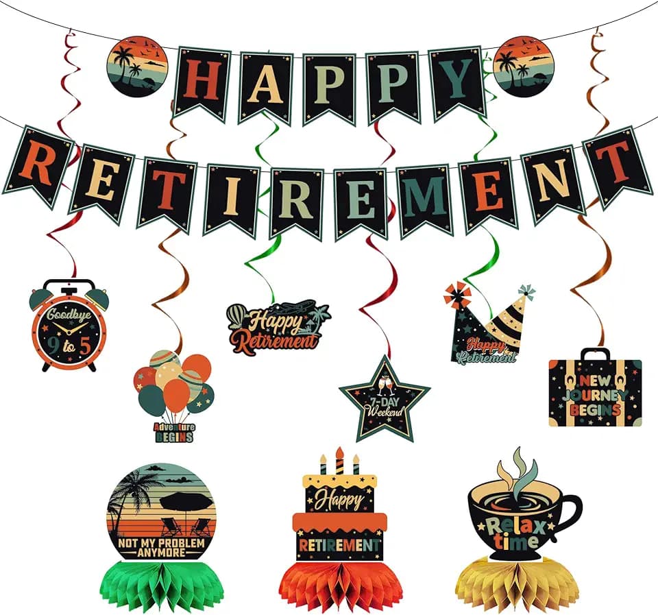 Vlipoeasn Colorful Retirement Decorations for Men Women