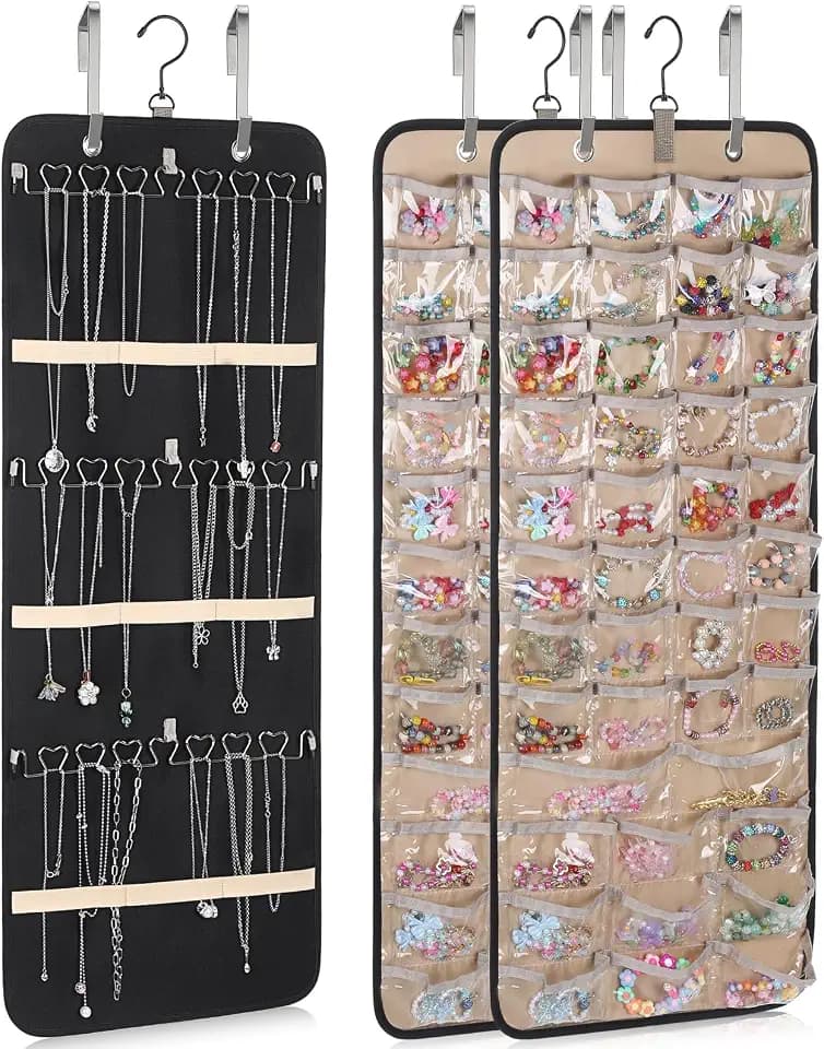2 Pack Over the Door Jewelry Organizer Hanging