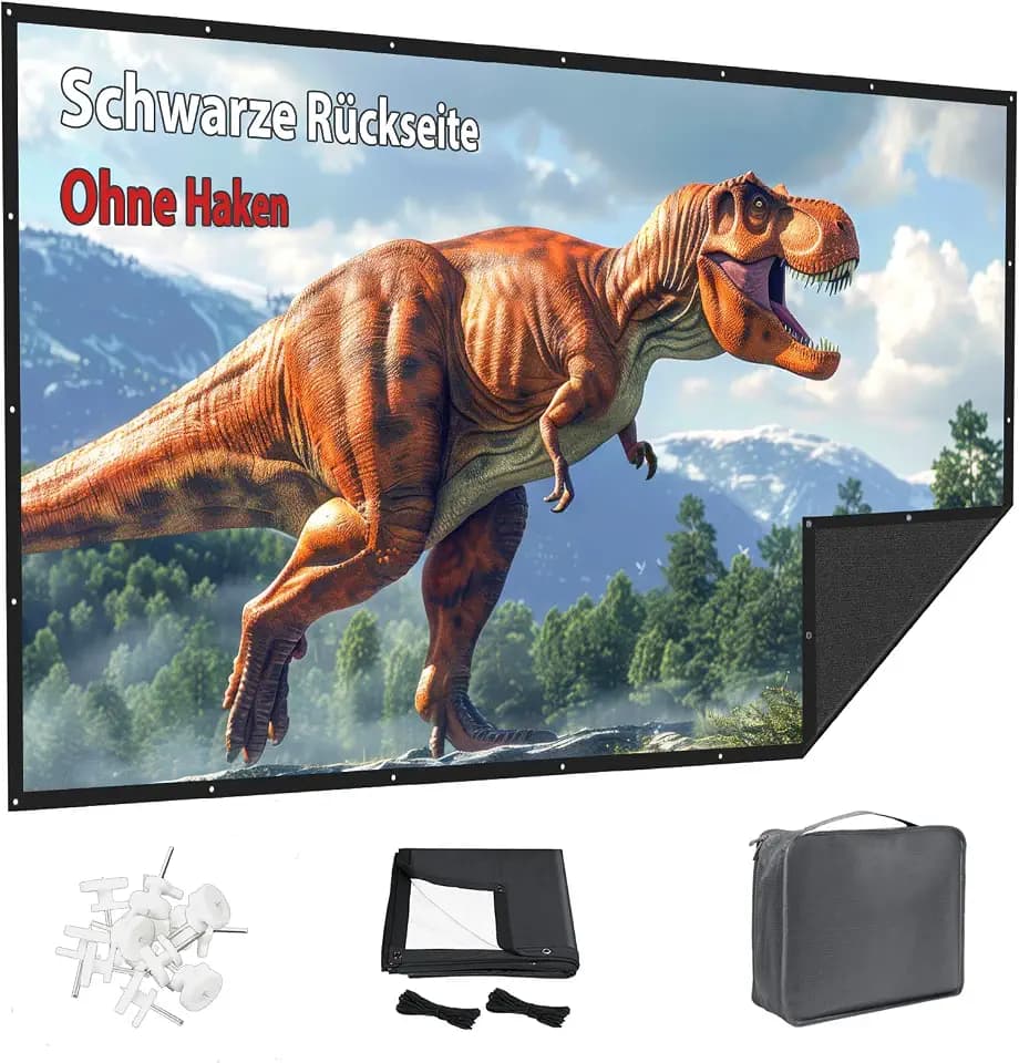 84 Zoll Beamer Leinwand Outdoor: VOOPVOR Projektionsleinwand Faltbar & Tragbar mit Tragetasche - 16:9 Schwarz, Lichtundurchlässig, Waschbar & Knitterfrei - Hinweis: ohne Klebehaken
