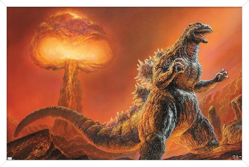 Trends International Godzilla: Comic - Nuclear Wall Poster, 34L x 22.4W, White Framed Version