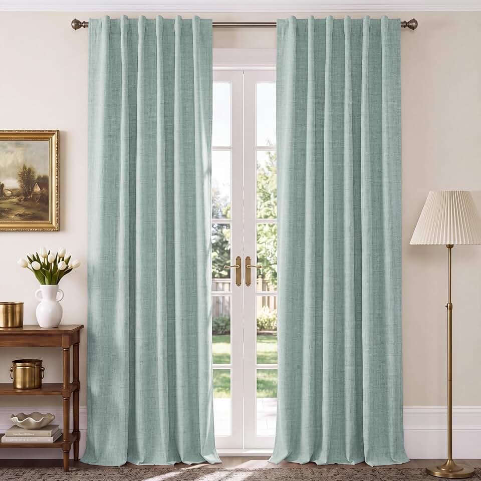 NICETOWN Seafoam Green Blackout Curtains 84" L for Living Room 2 Panels