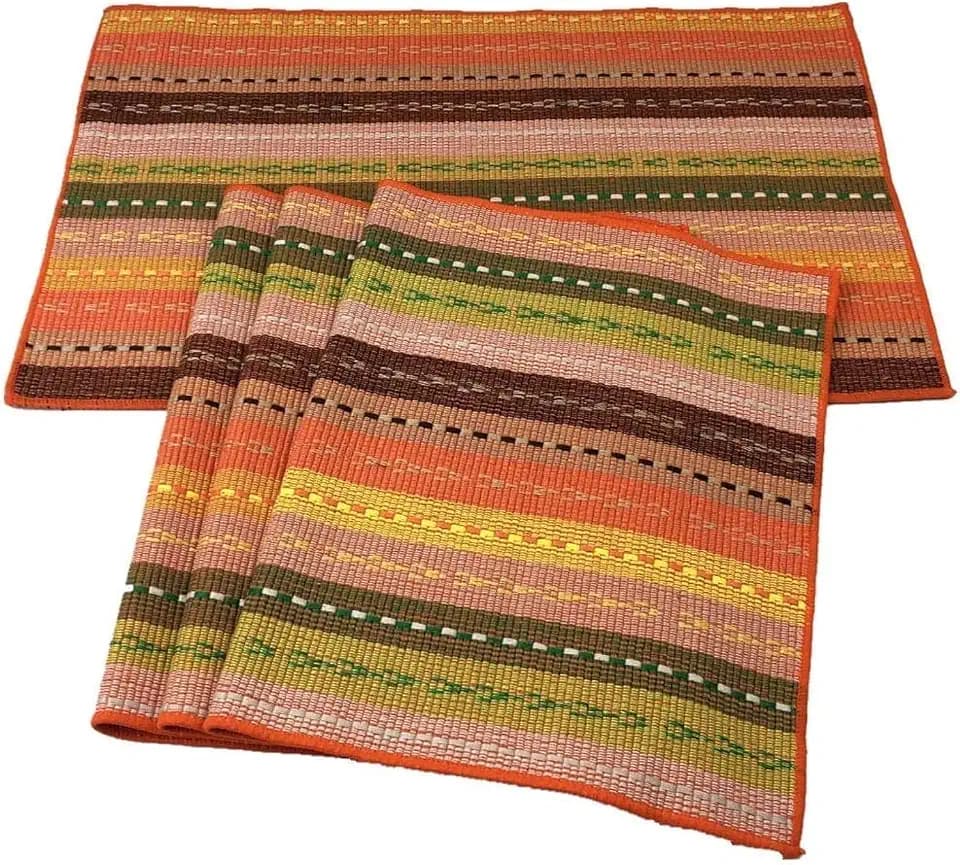 WAZAIGUR Hand Woven Cotton Placemats Set of 4, Orange