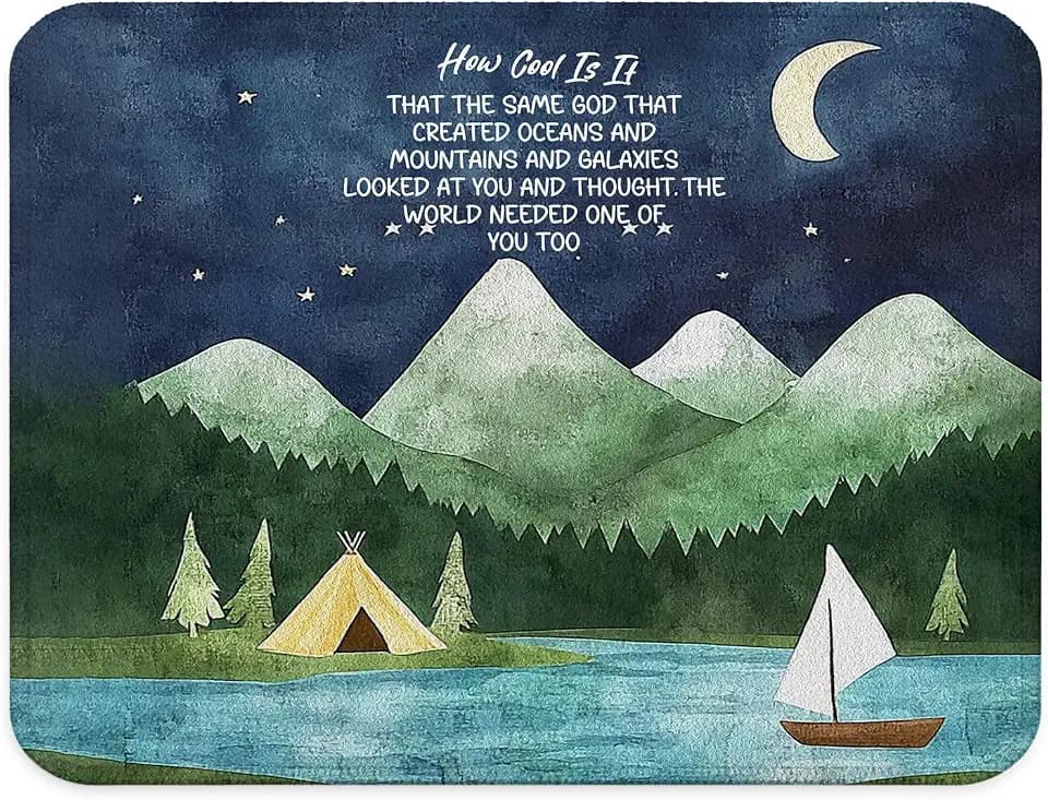 Inspirational Christian Mountain Mouse Pad, Same God Creation Religious Bible Verse Mouse Pad for Laptop Kids Playroom Nursery Home Desk Accessories, 9.5x7.9 Inch
