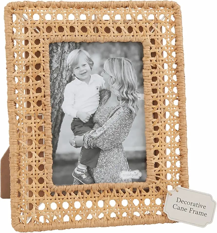 Mud Pie Large Woven Cane Frame, 10" X 8"