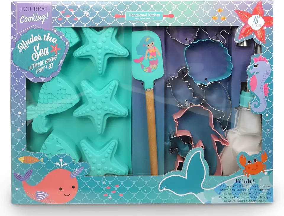 Handstand Kitchen Ultimate Girls Bakeware Set, 15 Piece Mermaid Themed