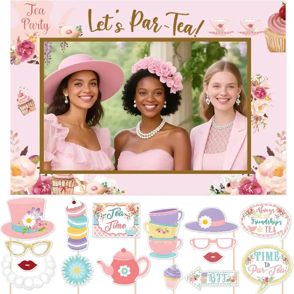 JeVenis Tea Party Decorations Lets Partea Photo Booth Props for Tea Party