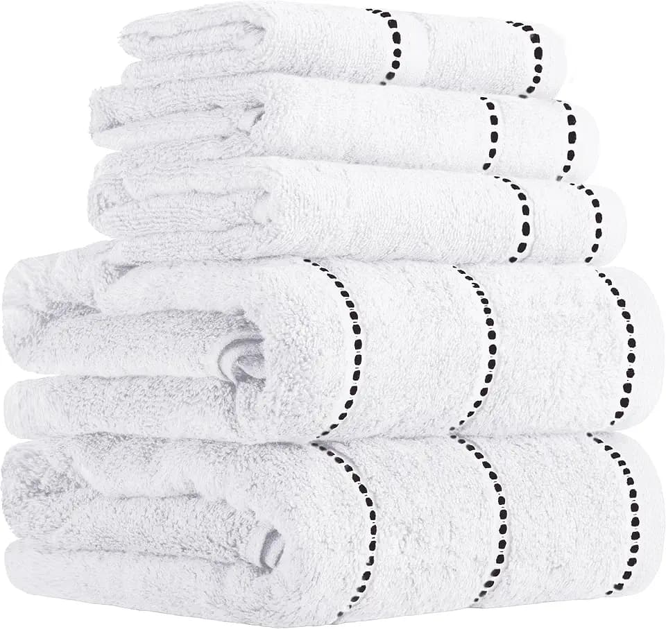 Lavish Home Bathroom Towels Set, Bathroom Accessories, White, Set of 6