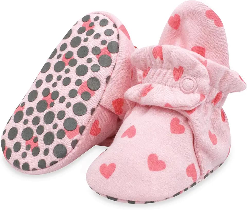 Zutano Unisex Organic Cotton Baby Booties, Stay-On and Non-Slip, Newborn to Toddler