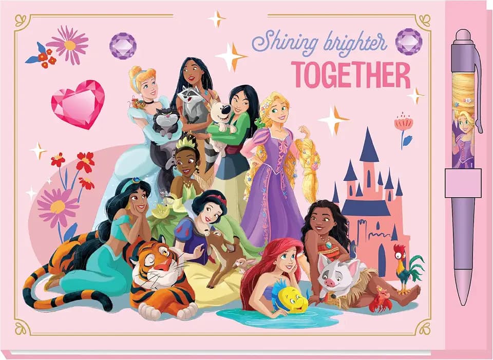 Disney Princess Autograph Book with Pen, Deluxe Character Signature Notebook for Theme Parks