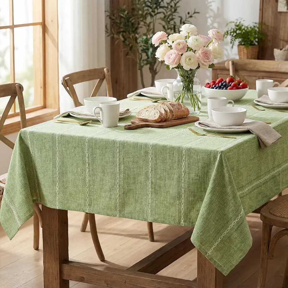 Horaldaily Sage Green Rectangular Tablecloth, 60×84 Inch, Farmhouse Decor