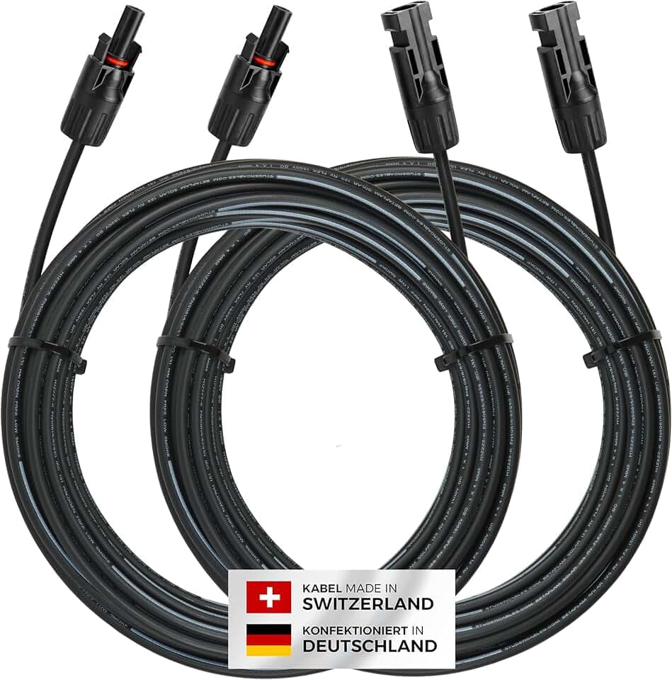 Solarkabel Verlängerung 2x4m 4mm² H1Z2Z2-K PV Kabel (inkl. 0% MwSt)