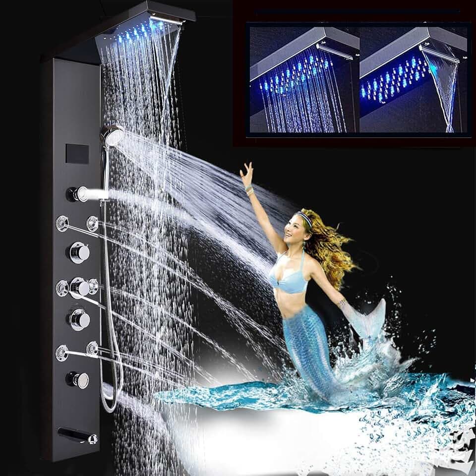 FUZ Contemporary Shower Panel Tower System Black