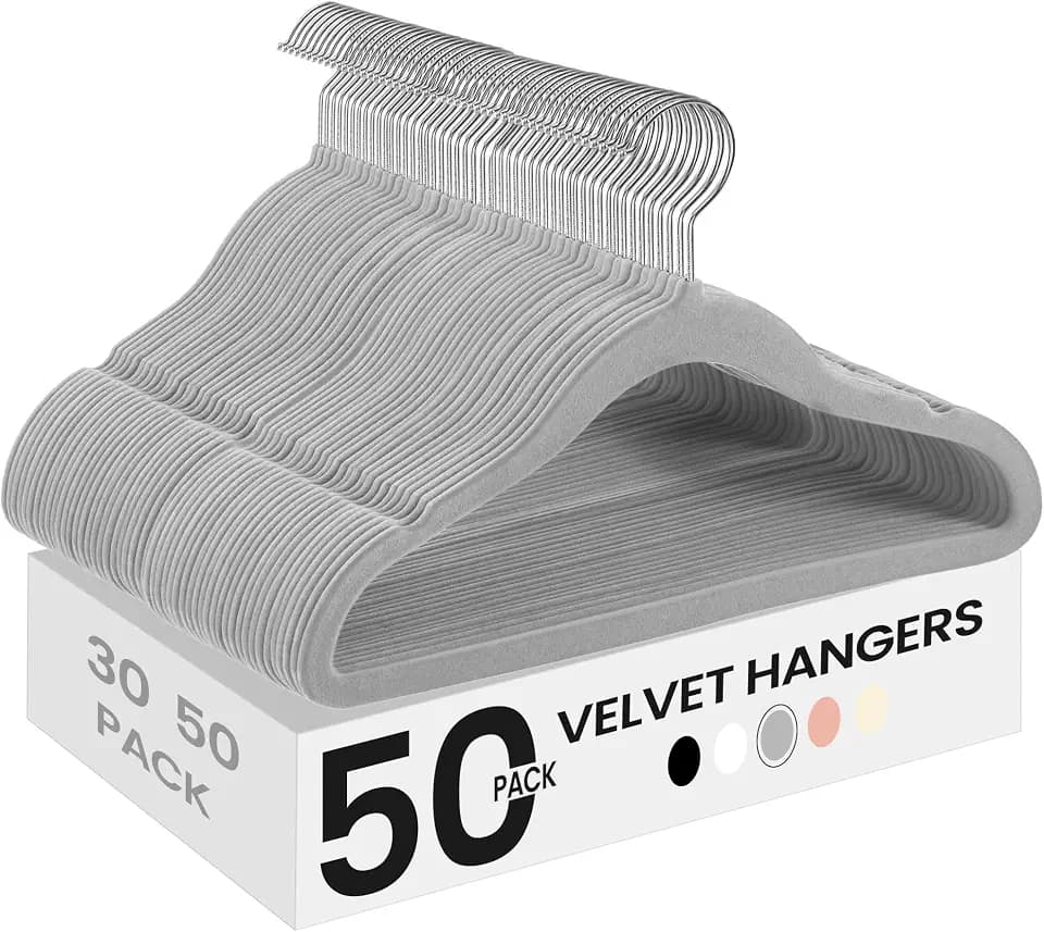 SONGMICS Baby Hangers 50 Pack, Velvet, Non-Slip, Space-Saving