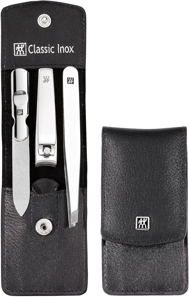 ZWILLING Beauty Classic Inox 4-pc Manicure and Tweezer Set with Black Leather Case