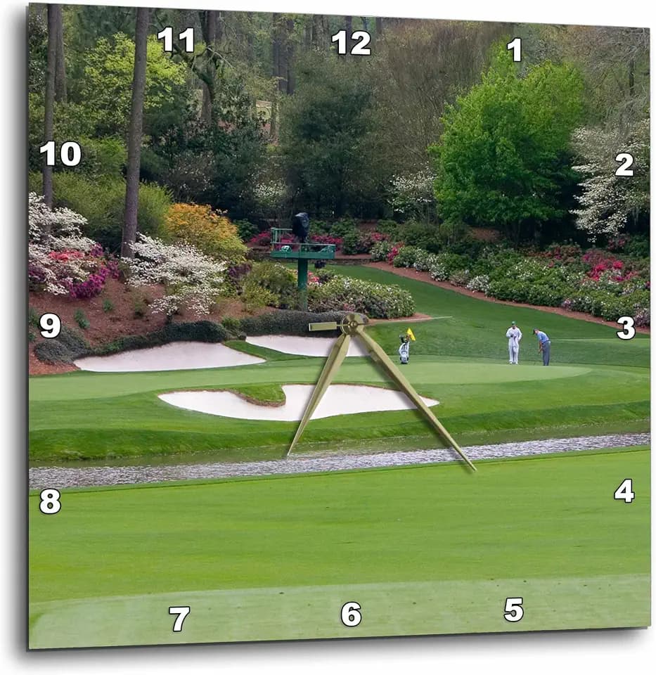 3dRose dpp_48684_3 Augusta's Amen Corner Golf Course Where Dreams are Made and lost Wall Clock, 15 by 15-Inch