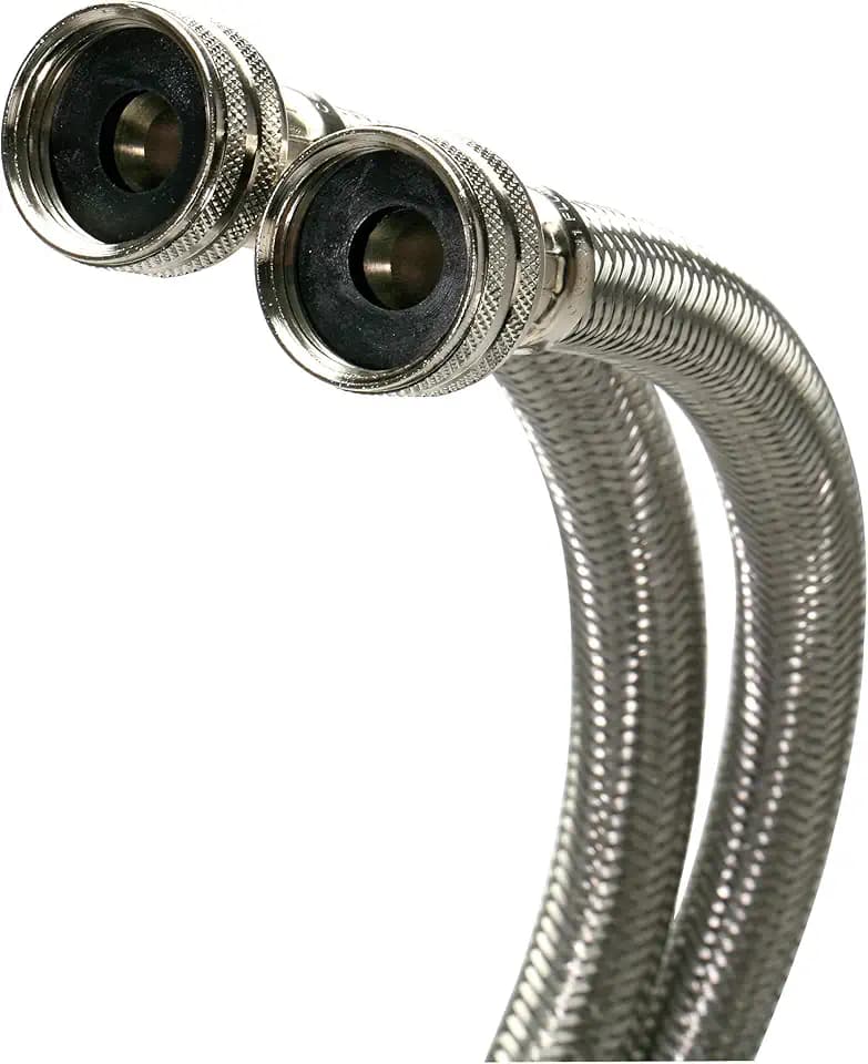 Fluidmaster B9WM72HE High Efficiency Washing Machine Connector, Braided Stainless Steel - 3/4 Hose Fitting x 3/4 Hose Fitting, 6 Ft. (72-Inch) Length