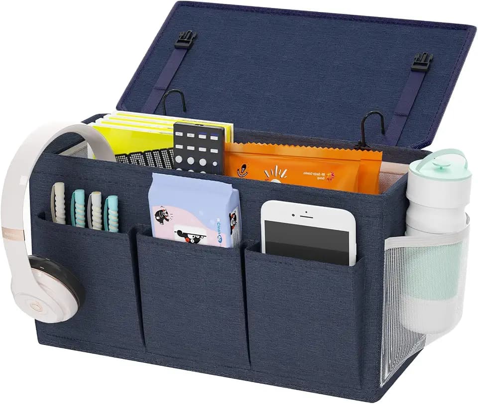 Bedside Caddy Storage Organizer for Bed Rails, Bed Caddy with 6 Pockets