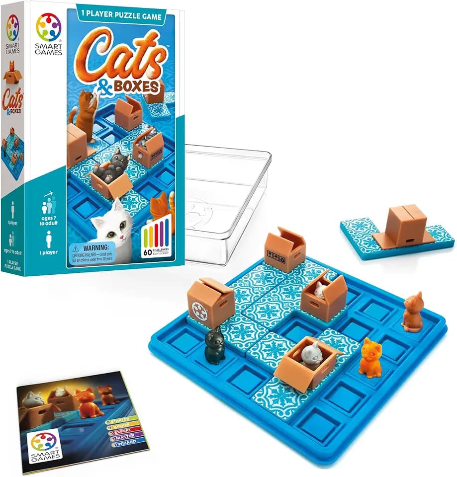 SmartGames Cats & Boxes – The Feline Fun Travel Puzzle Game, Ages 7+