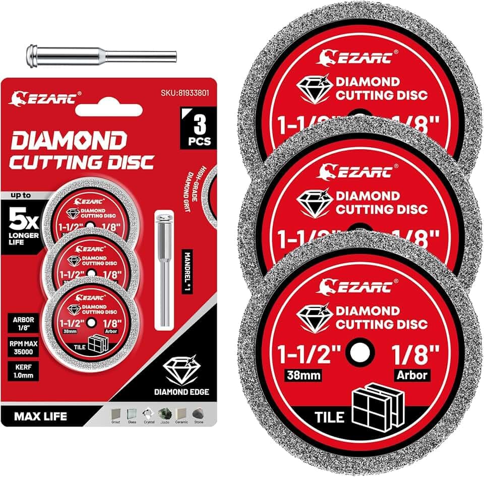 EZARC 1-1/2 Diamond Tile Cutting Wheels Durable, 1.0mm Kerf, 3-Pack
