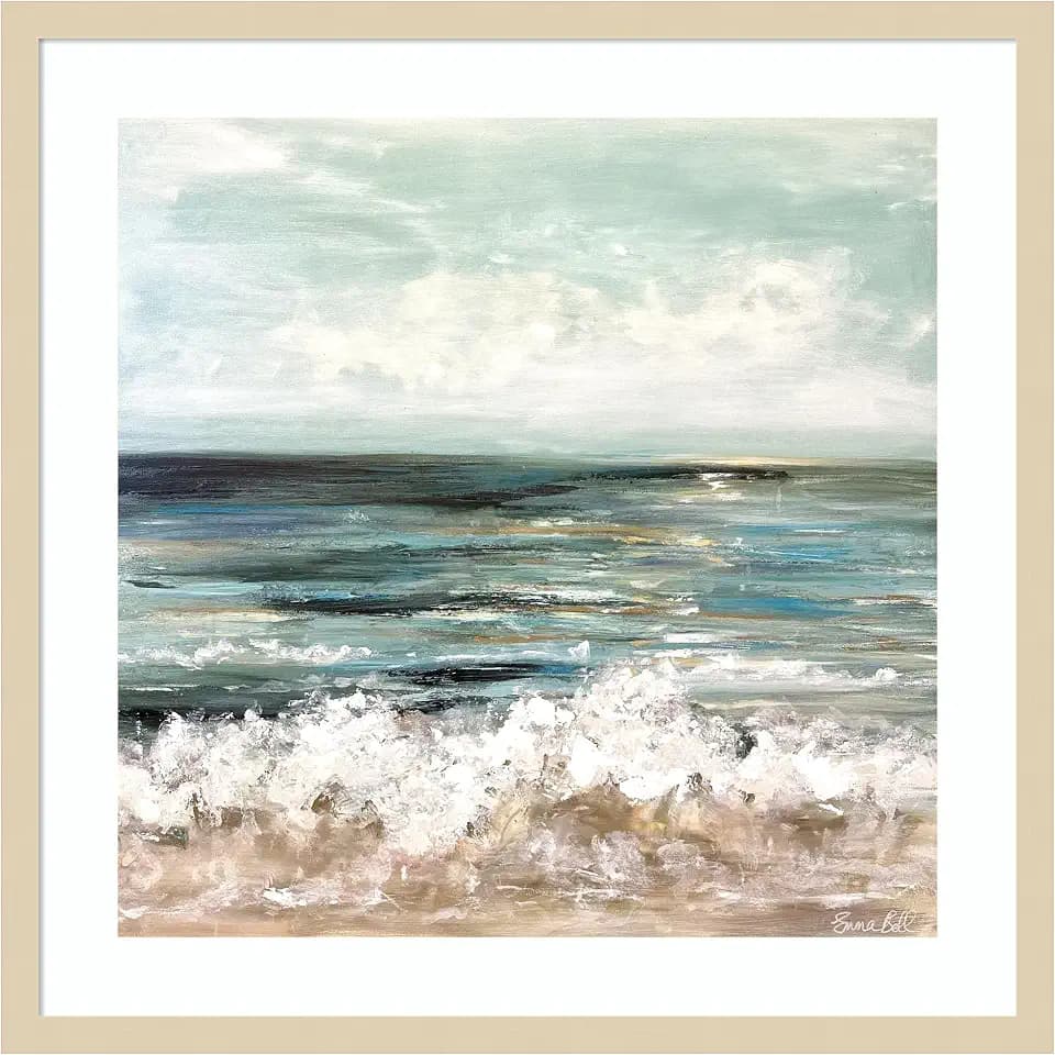 Amanti Art Framed Wall Art, Beach Print, Blue Bedroom Decor