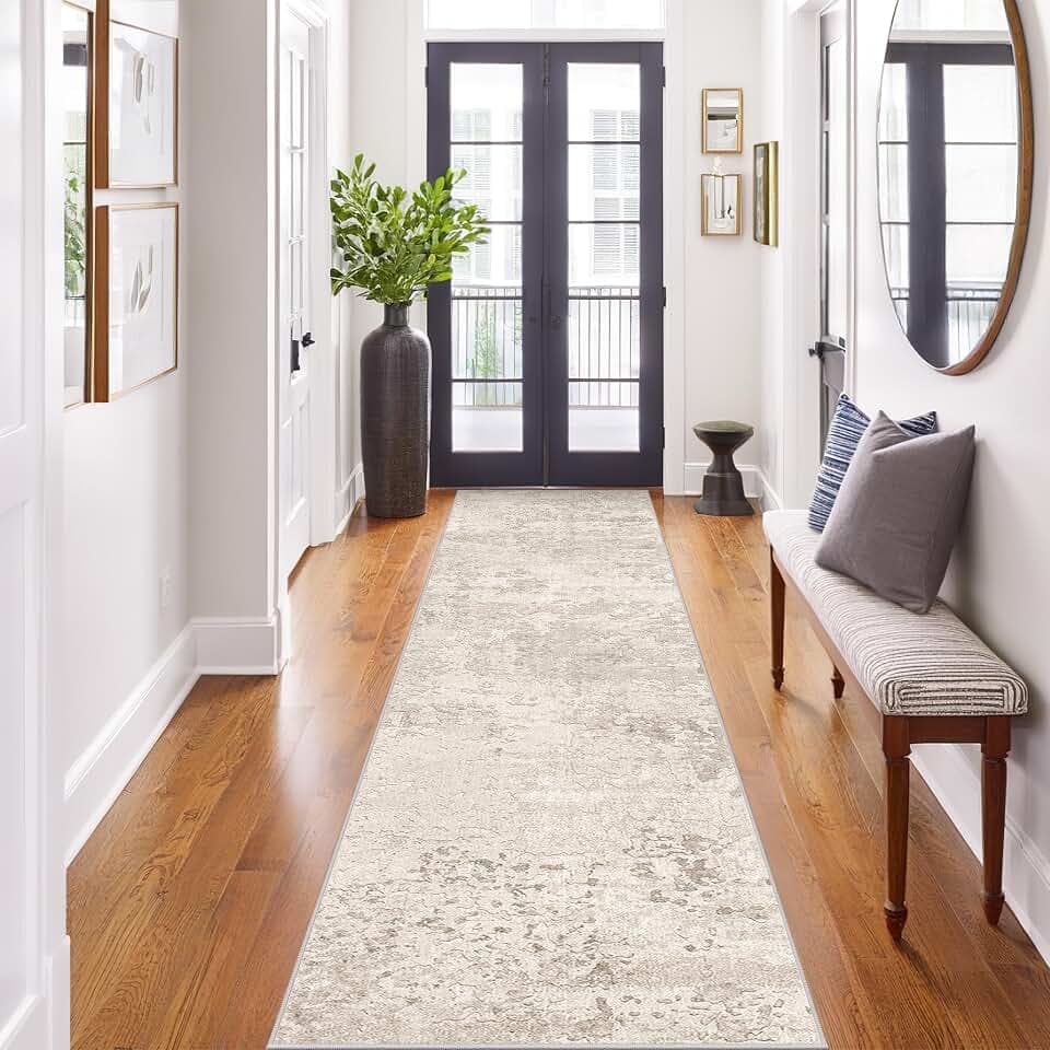 2x8 Runner Rug Non Slip, Washable Rug Runners for Hallways,Beige