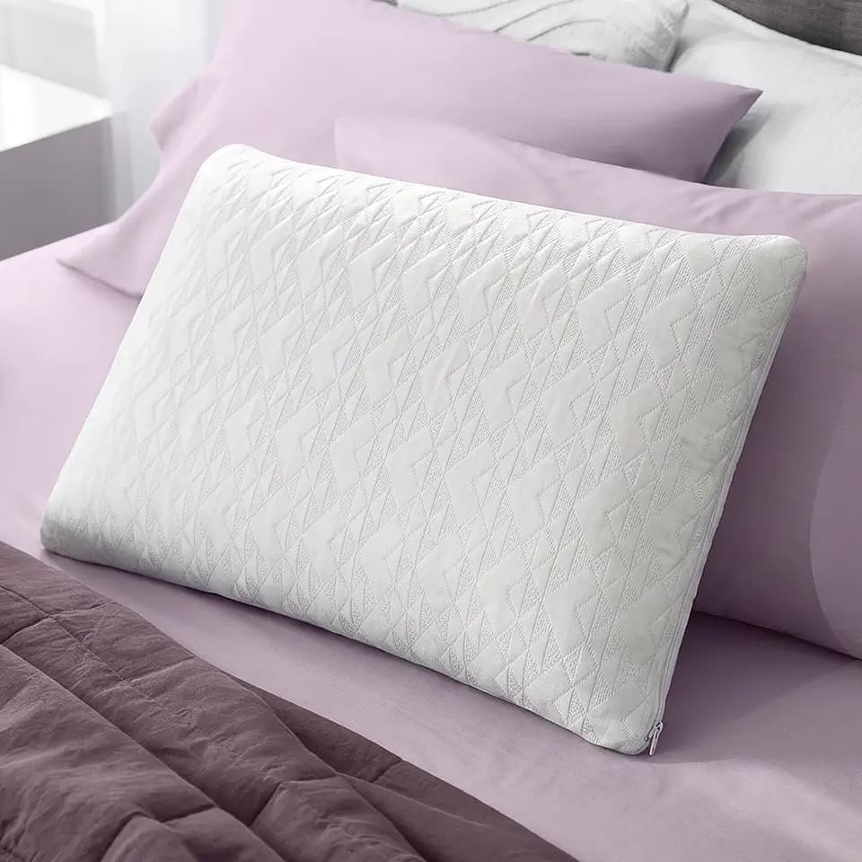 Sleep Innovations Forever Cool Memory Foam Pillow with Green Tea-Infused Cool-Touch Cover, Queen, Medium Feel, for Side, Back and Stomach Sleepers, Pressure Relief, Washable Cover