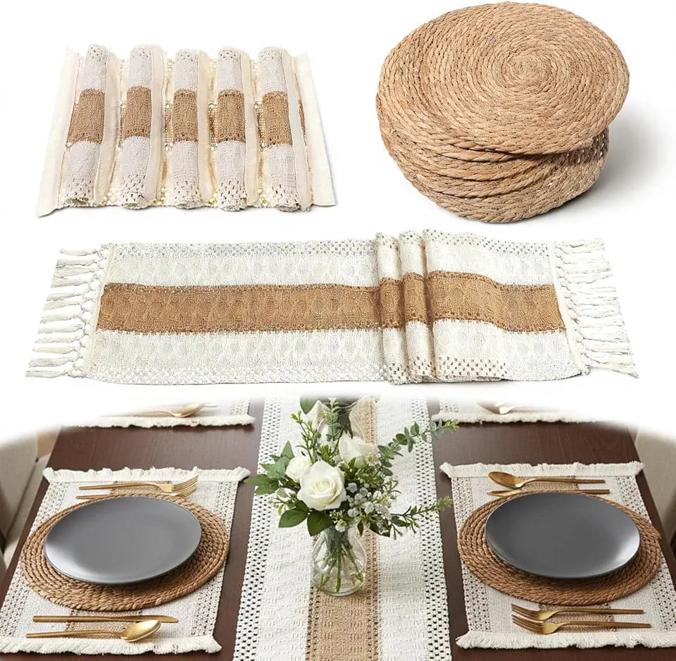 SHENLIU 6 Pcs Handmade Boho Placemats for Dining Tables Kitchen