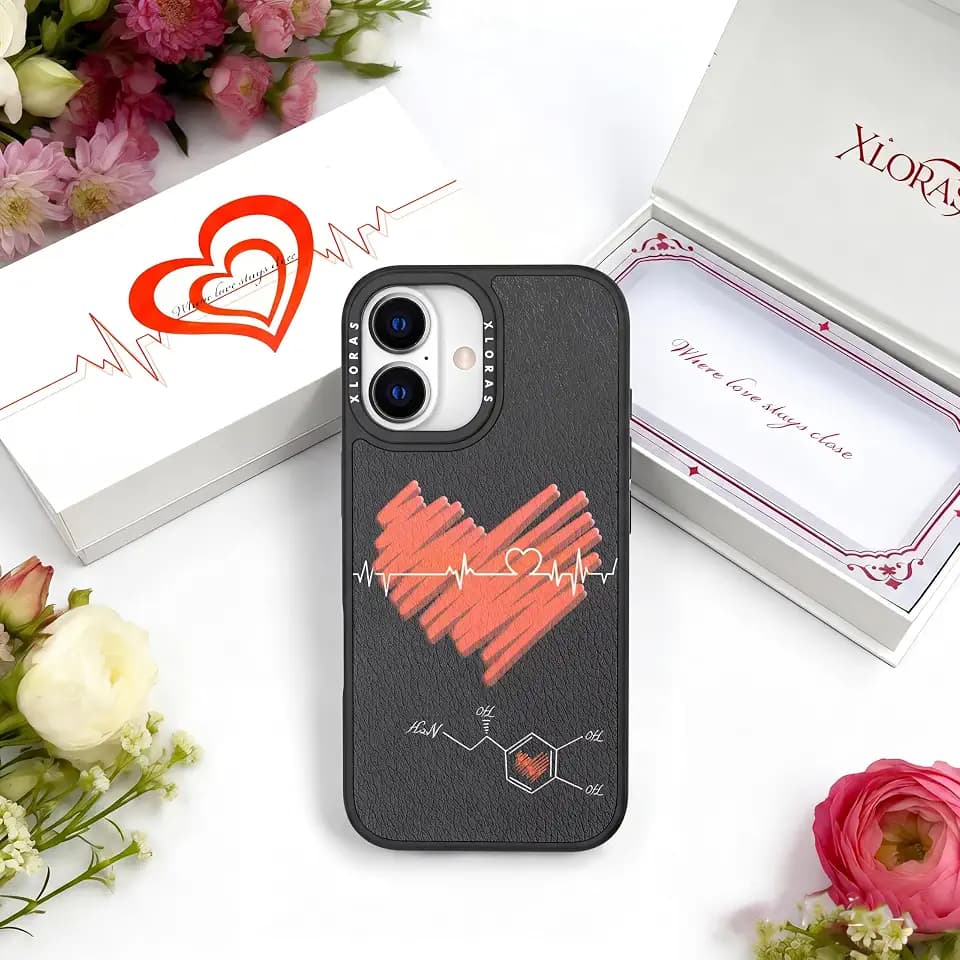 Black&Orange Heartbeat Compatible for iPhone 17 Case