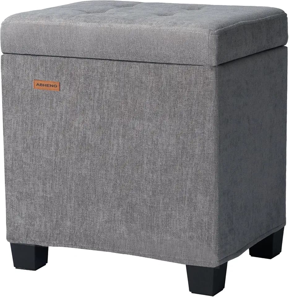 ABHENG Steel Frame Small Ottoman with Storage Footrest Gray UASND70G