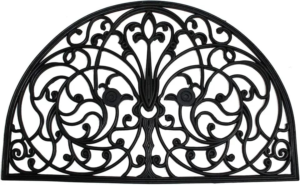 DII High Traffic All-Weather Rubber Doormat, 24x36, Wrought Iron 1/2 Round