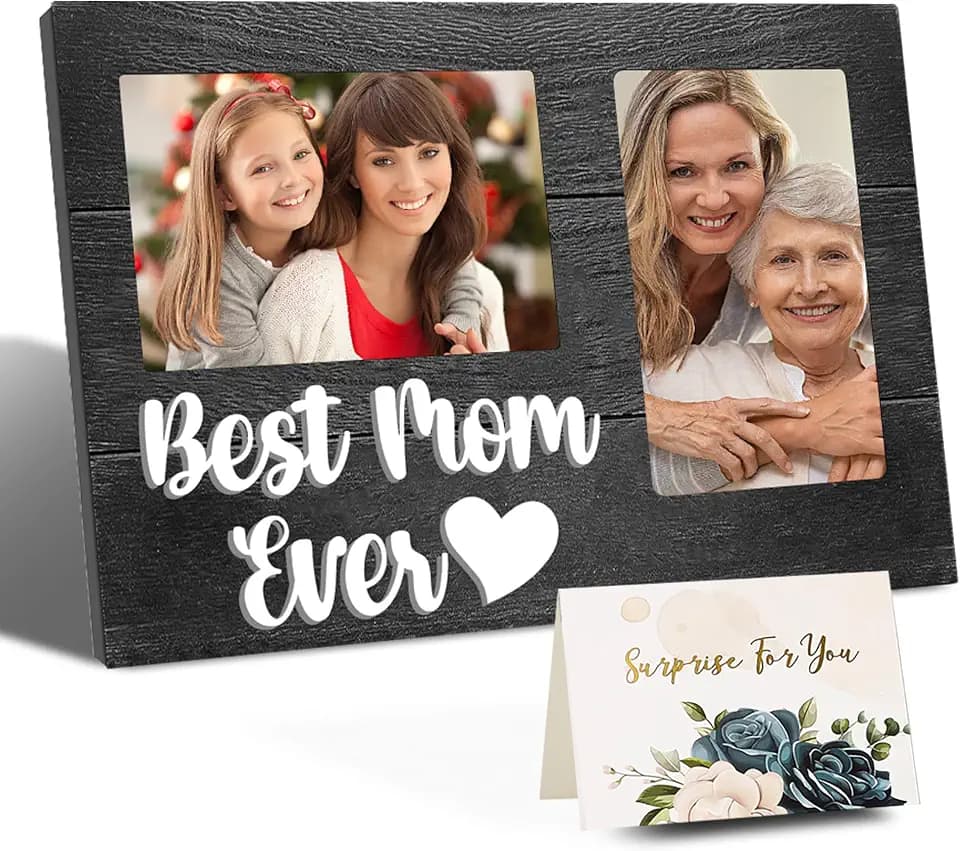 Best Mom Ever 3D Wooden Picture Frame Gifts - Mothers Day & Birthday Gift, Gift for Mom, from Daughter - Two 4x6 Inch Frames