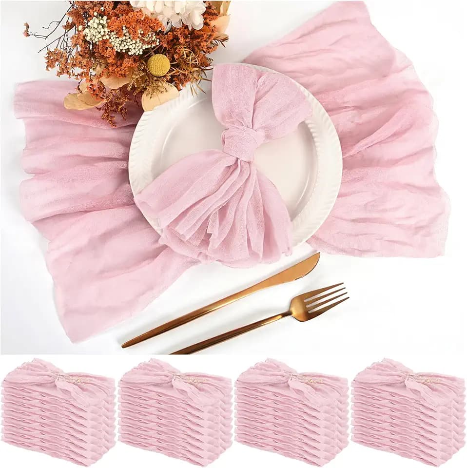 Teruntrue 30 Pack Cheese Cloth Napkins Bulk, Baby Pink, 20 x 20 Inch